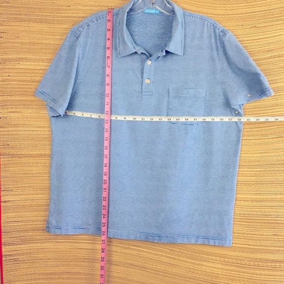 J.McLaughlin Callahan Cotton Polo in Stripe  French Blue/White - Picture 9 of 9